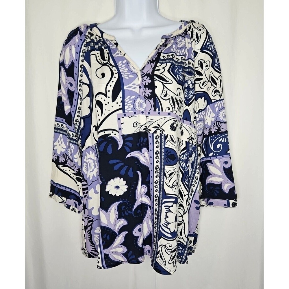 Rose & Thyme Women's V-Neck 3/4-Sleeve Pullover Blouse Size Large‎